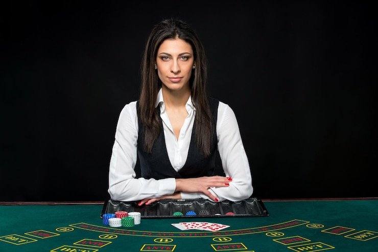 Tampilan meja live-dealer di Situs Desktop master188 dengan feed video HD dan tabel taruhan interaktif